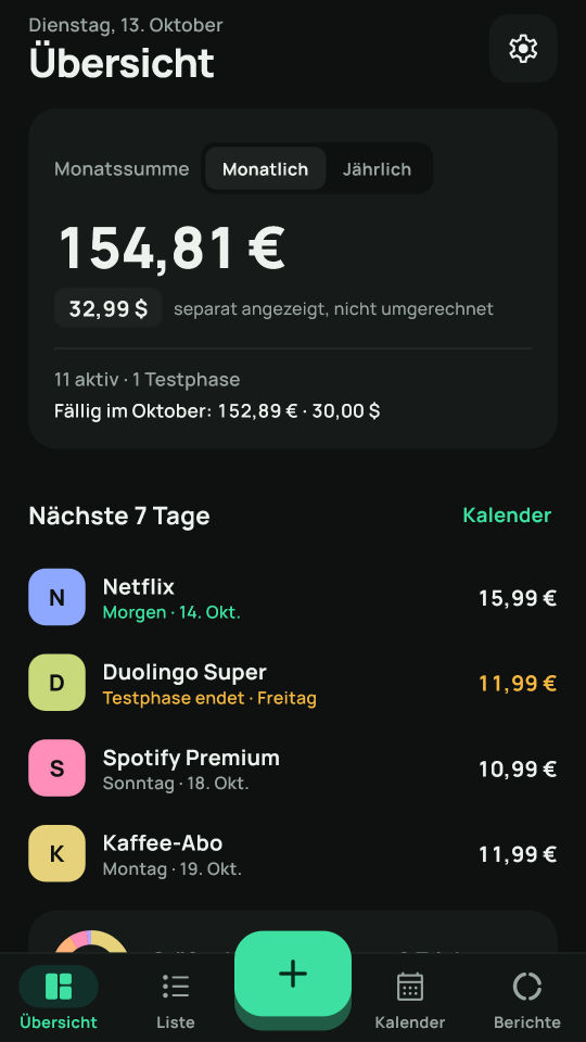 My Subscriptions Screenshot 1