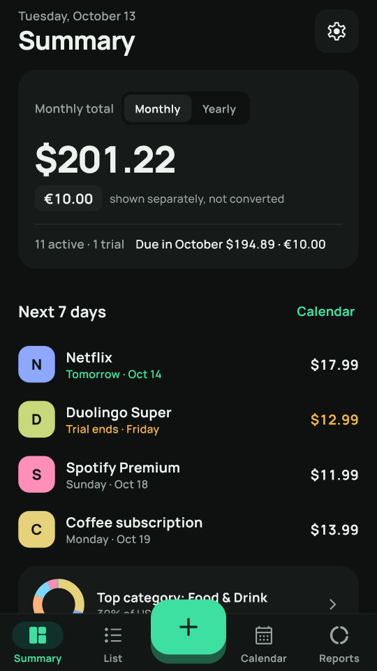 My Subscriptions screenshot 1