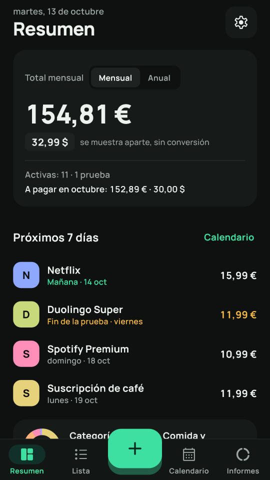 Captura de pantalla 1 de My Subscriptions