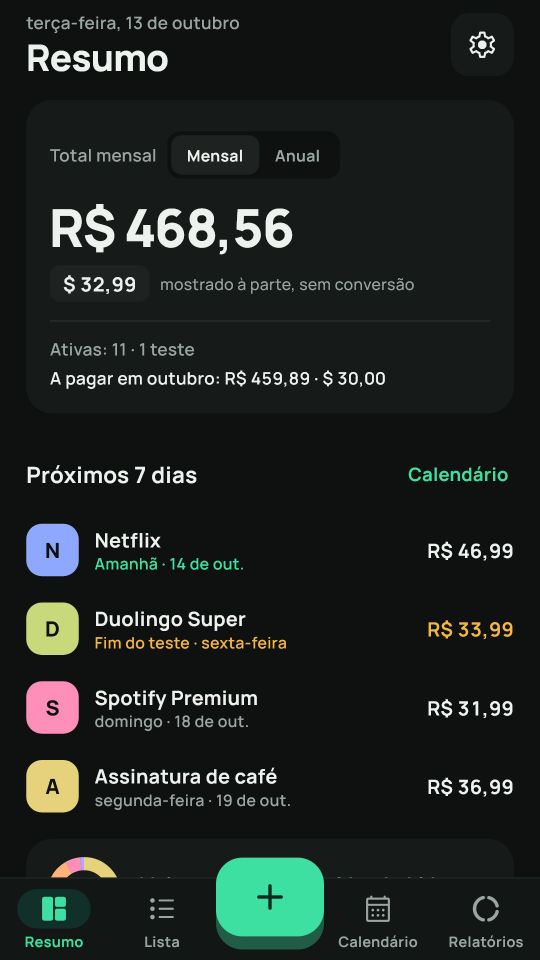 Captura de tela 1 de My Subscriptions