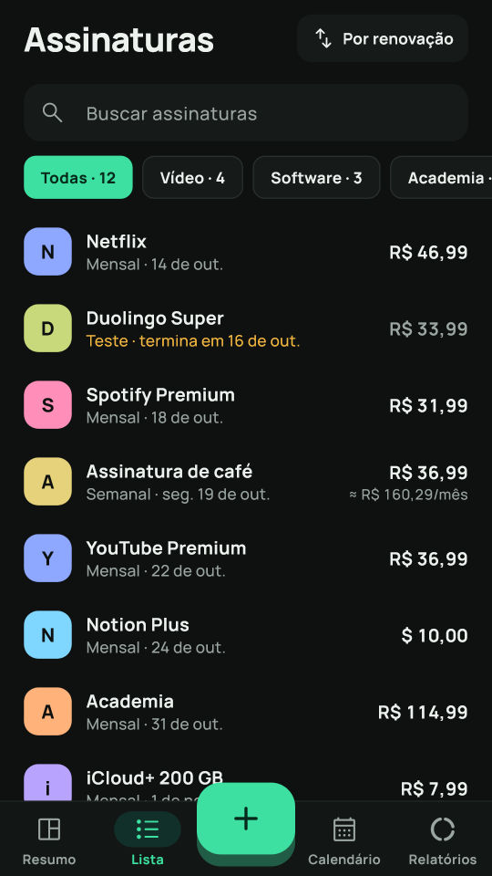 Captura de tela 2 de My Subscriptions