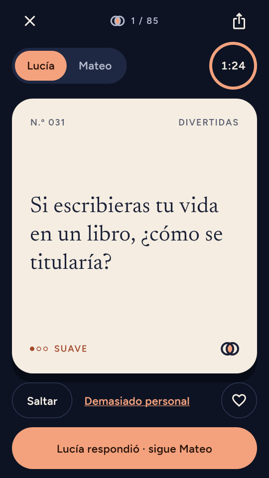 Captura de pantalla 1 de 100 preguntas para parejas