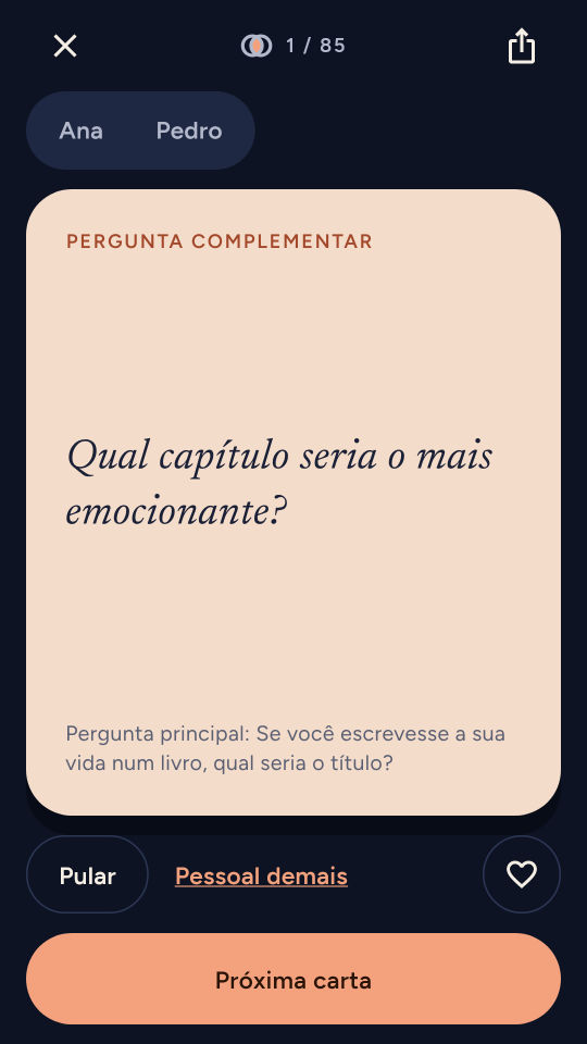 Captura de tela 2 de 100 perguntas para casais